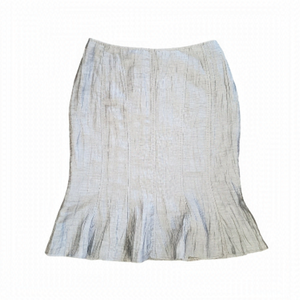 Vintage Louben Crinkled Linen Blend Flounce Skirt in Silver Gray